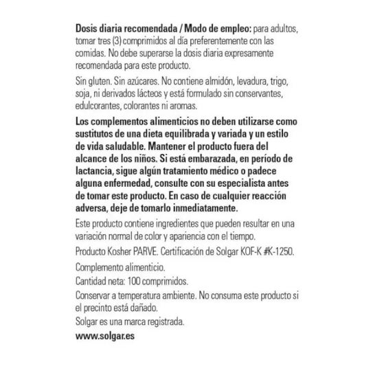 Solgar Calcium, Magnesium and Zinc 100 tablets Solgar Calcium, Magnesium and Zinc 100 tablets