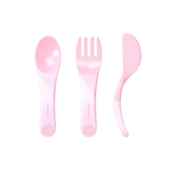 Set di posate Twistshake Learning +6 mesi rosa