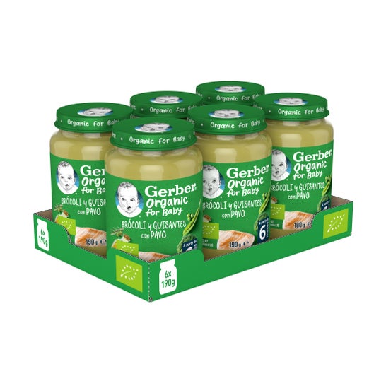 Gerber Organic Brócoli y Guisantes con Pavo 190g