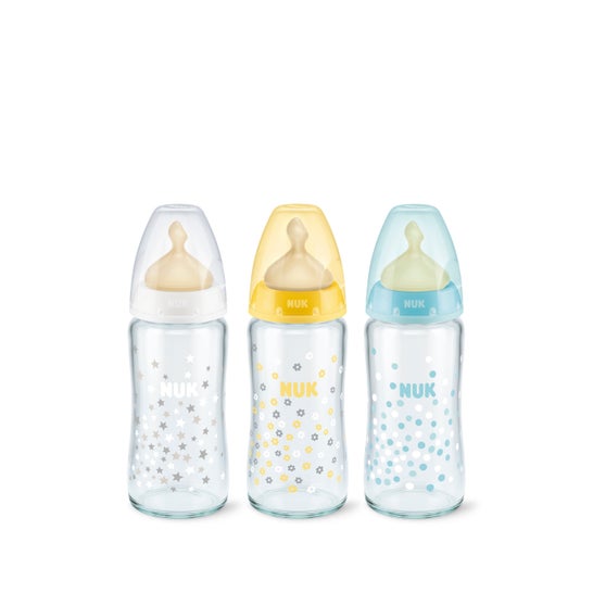 Nuk Latex nipple wide mouth glass bottle size 1 240ml