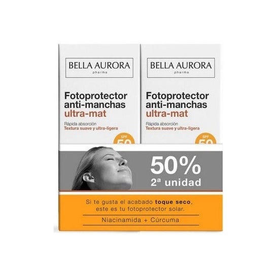 Bella Aurora Ultra-Mat Protector Solar Facial Anti-Manchas Spf50 Piel grasa 2 X50 ml