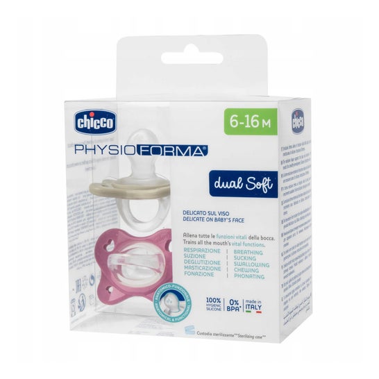Chicco PhysioForma Dual Soft Rosa Cinzento 6-16M 2 Unidades
