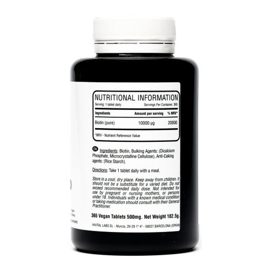 Hivital Foods Biotina 10.000 µg (Vitamina B7) 365comp
