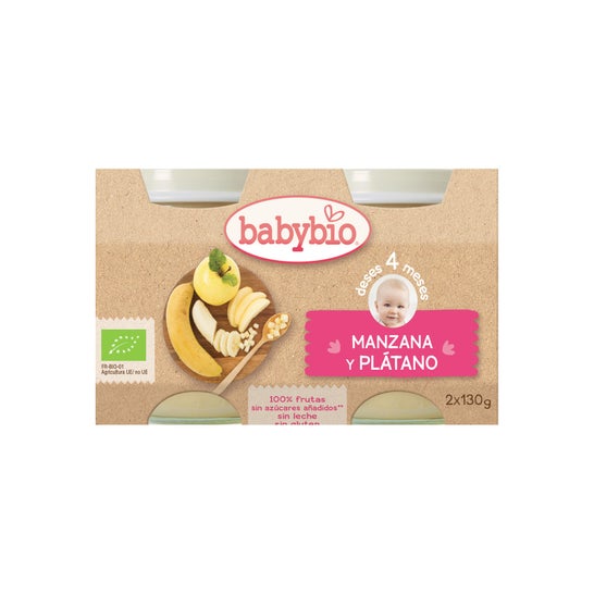 Babybio Manzana y plátano (2 x 130 g) - Alimentación del bebé