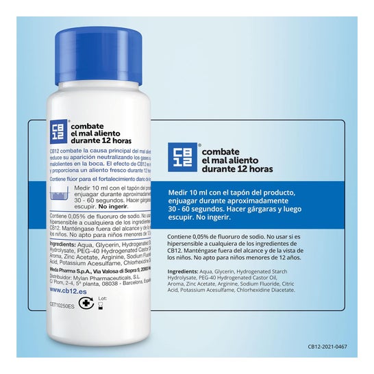 CB12 Enjuague Bucal para Mal Aliento Menta 250 ml