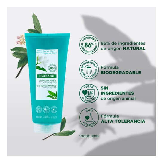 Klorane Gel de Ducha Agua de Tiaré 200 ml