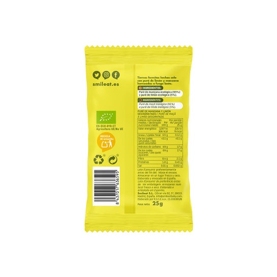 Smileat Triboo Snack Ecológico de Limón y Manzana 25 g