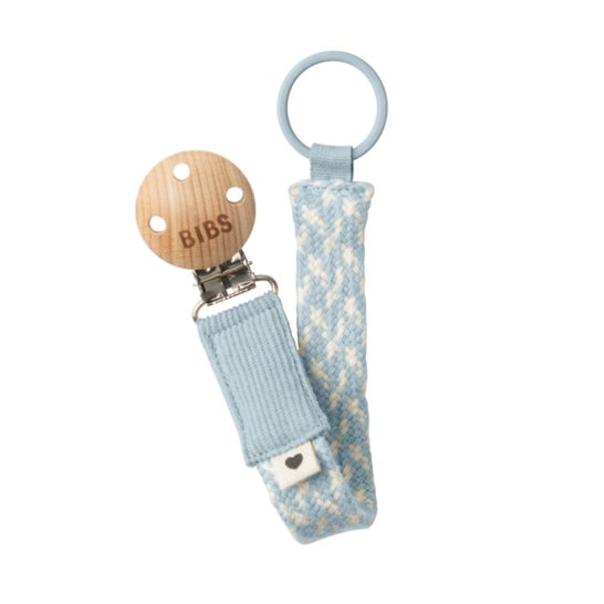 Bibs Pacifier Clip Ivory-Blue 1ud