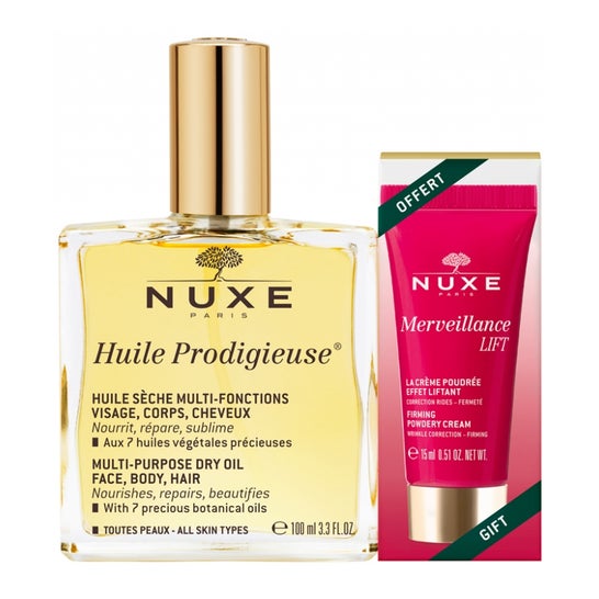 Nuxe Cofre Huile Prodigieuse + Merveillance Lift Crème Poudrée 1ud
