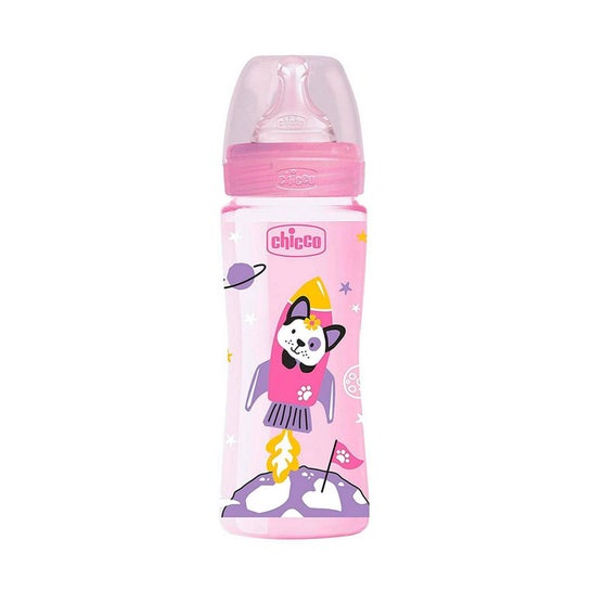 Chicco Well Being Biberón Silicona Flujo Medio Rosa +4M 330ml