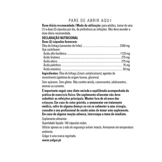 Solgar Aceite de Linaza 1250 mg 100 Perlas