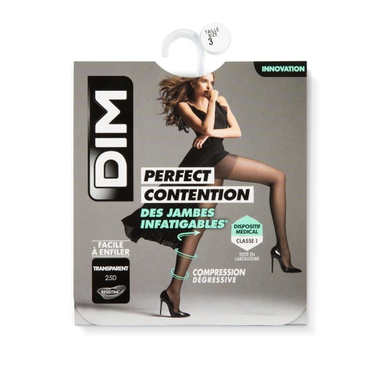 DIM Perfect Contention Panty Compresión Negro Transp 25D TL 1ud