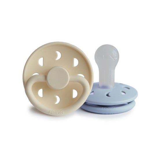 Frigg Block Moon Silicone Pacifier Blue Cream 6-18M 2uds