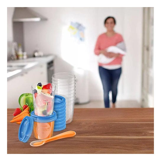 Avent Breast milk containers 10x180ml + 10x240ml + 10x240 + 20 lids + spoon 1 recipe booklet Avent Breast milk containers 10x180ml + 10x240ml + 10x240 + 20 lids + spoon 1 recipe booklet