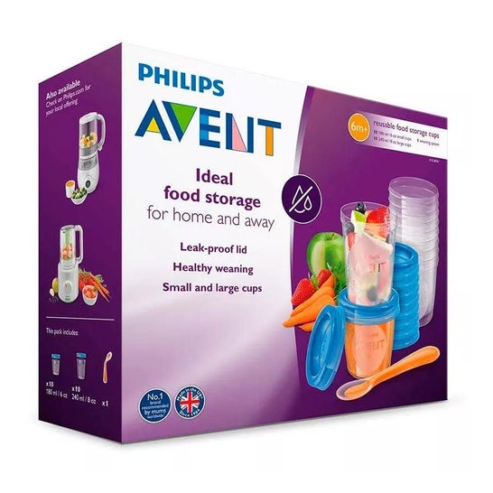Avent Breast milk containers 10x180ml + 10x240ml + 10x240 + 20 lids + spoon 1 recipe booklet Avent Breast milk containers 10x180ml + 10x240ml + 10x240 + 20 lids + spoon 1 recipe booklet