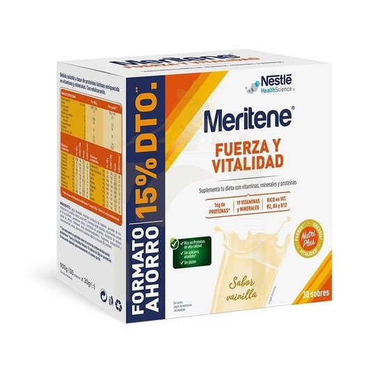 Nestlé Meritene® Fuerza y Vitalidad Sabor Vainilla 30 Sobres