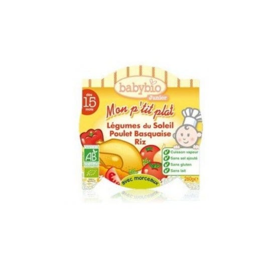 Babybio Mon P'tit Plat Bio Lgumes du Soleil Chicken Basquaise Rice in 15 months 260g