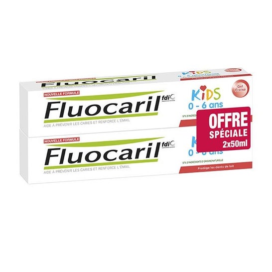 Fluocaril Kids Toothpaste Gel 0-6 Years Strawberry 2x50ml