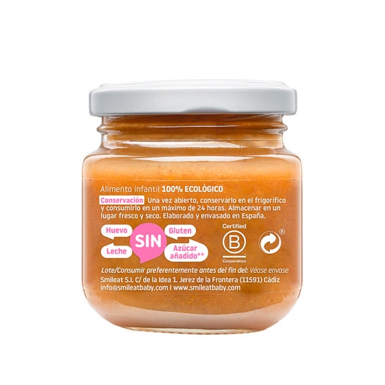Smileat Tarrito Ecológico de Melocotón y Frambuesa 130 g