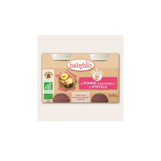 Babybio Organic Blueberry Apple Jars en 4 Meses 2 X130 g
