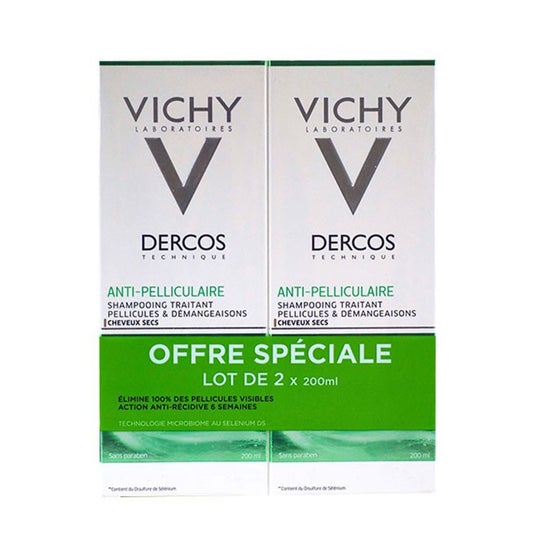 Vichy Dercos shampoing antipelliculaire cheveux secs lot 2 x 200ml