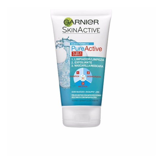 Garnier Pure Active 3 En 1 Gel Limpiador Piel Grasa 150ml