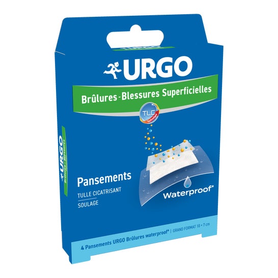 Urgo Brlures - Oberflächliche Wunden Box mit 4 wasserdichten Verbänden 10 X 7 Cm
