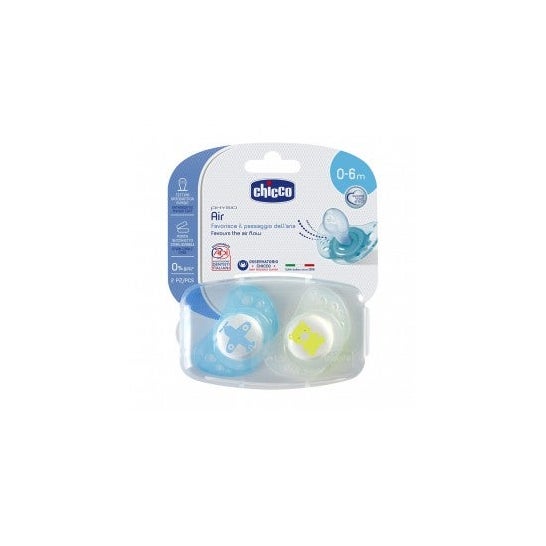 Chicco Silicone Pacifier Physio Air 0-6 M+ Blue 2
