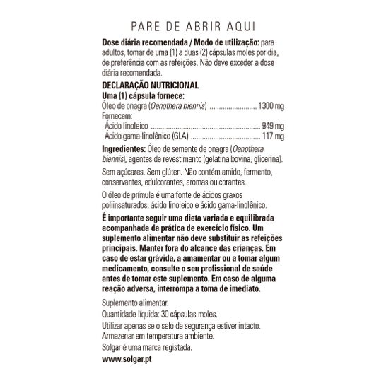 Solgar Aceite de Prímula de Rosa 1300 mg 30 Perlas