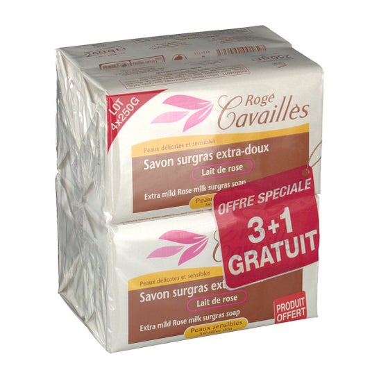 Roge Cavailles sapone Surgras Rose Milk 3+1 gratis 4X250G Promozione