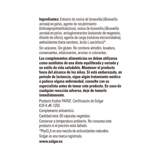 Solgar Boswellia Extracto de Resina 60vcaps