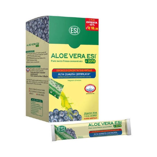 Esi Aloe Vera Forte Blueberry Flavor 24 Pocket Drink