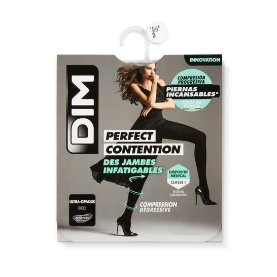 DIM Perfect Contention Panty Compresión Ultraopaco Negro 80D TS 1ud
