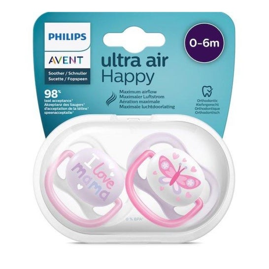 Avent Chupetes Ultra Air Happy 0-6M 2uds