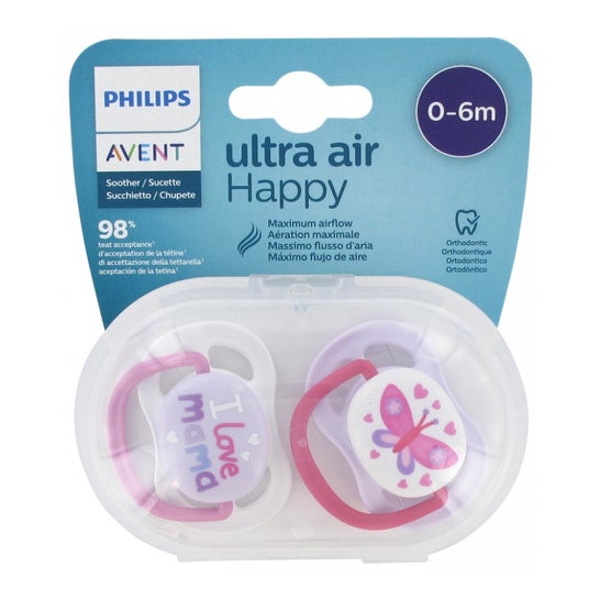 Avent Chupetes Ultra Air Happy 0-6M 2uds