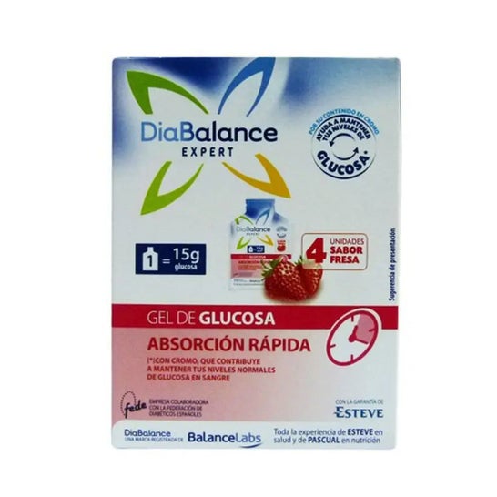 DiaBalance Expert gel glucosa absorción rápida fresa 4 sobres DiaBalance Expert gel glucosa absorción rápida fresa 4 sobres