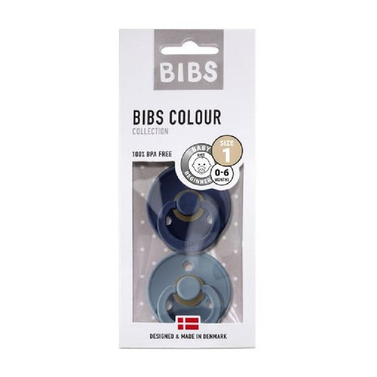 Pack 2 Chupetes BIBS Colour Anatómica Baby Blue/Petrol 0-6 M