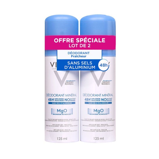 Vichy Desodorante Mineral Sin Sales de Aluminio 48h Spray 2x125ml