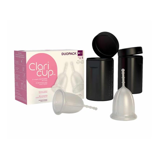 Claripharm Claricup Duopack Transparent Menstrual Cup Size 1 Disinfection Box