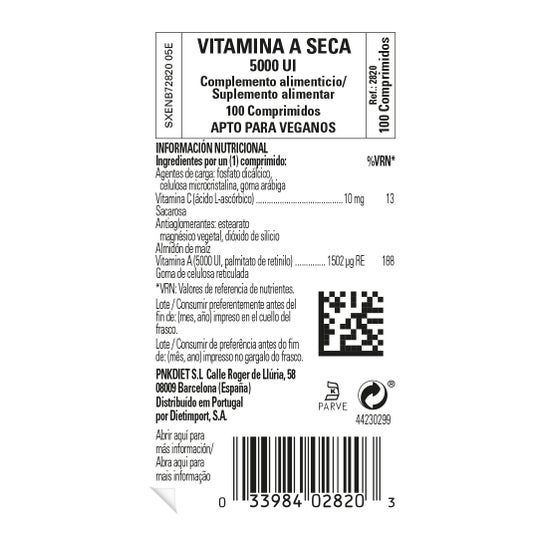 Solgar Vitamina A Seca 5000UI 1500mcg 100 comp