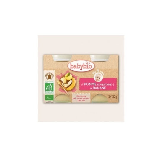 Babybio Organic Banana Apple Jars In 4 Months 2 X130 g