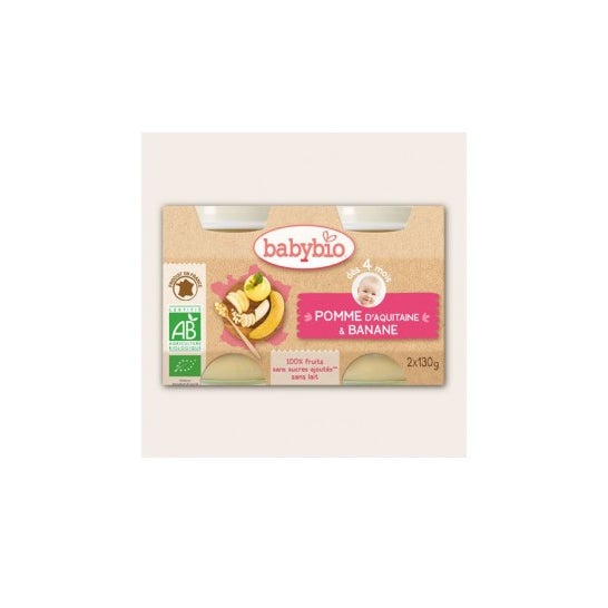 Babybio Organic Banana Apple Jars In 4 Months 2 X130 g
