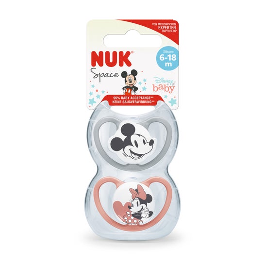 Nuk Chupete Silicona Space Mickey/Minnie 6-18M Infantil 2uds