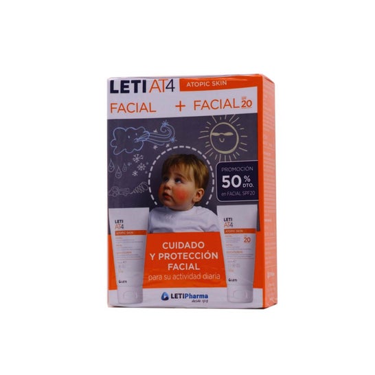 LetiAT4 Pack Atopische Haut Gesichtscreme + Gesichtscreme Spf20 2x50ml