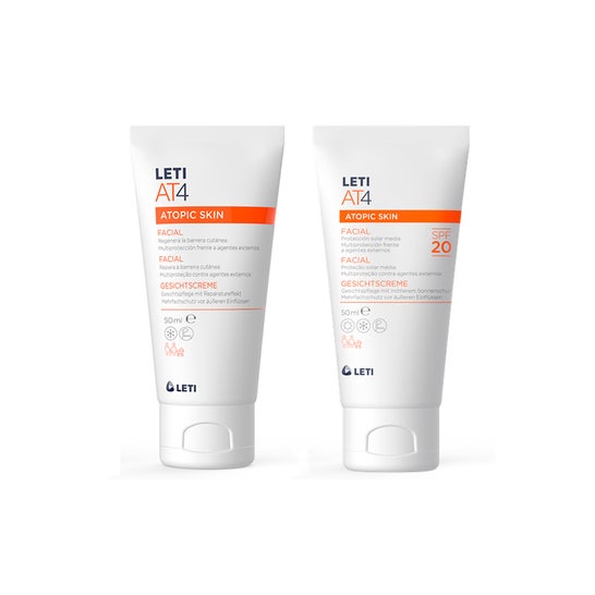 LetiAT4 Pack Atopic Skin Crema Viso + Crem Viso Spf20 2x50ml