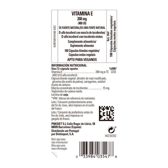 Solgar Vitamina E 400 UI 268 mg 100 perlas vegetales