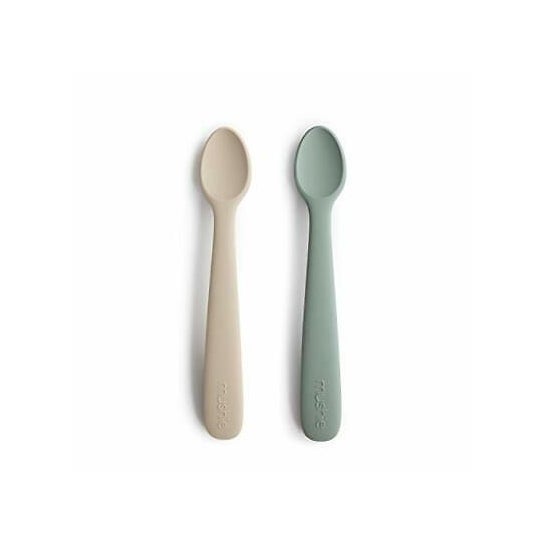 Mushie Pack Silicone Baby Feeding Spoons +6m 2uds