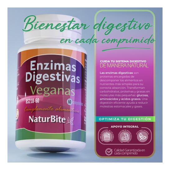 NaturBite Enzimas Digestivas Veganas 60 comp