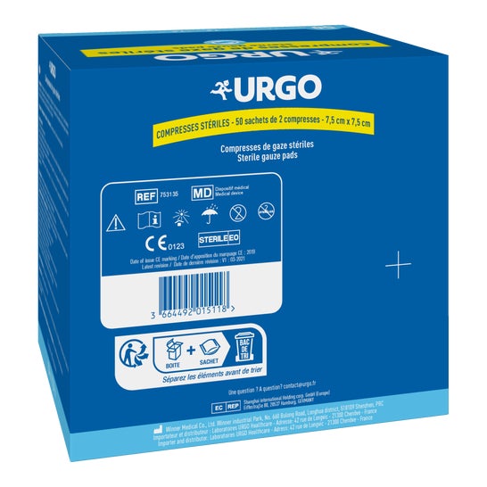 Urgo Compresses Stériles 7 5 cm x 7 5 cm 2x50uts