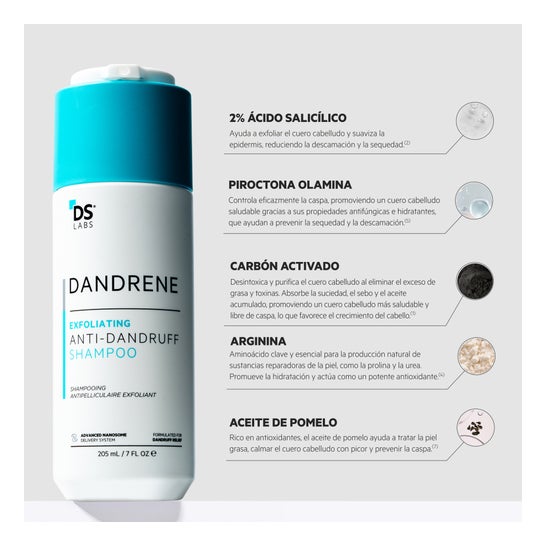 Dandrene exfoliating shampoo with anti-dandruff technology 205ml